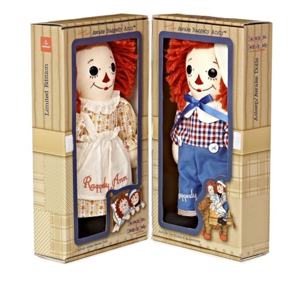 Hasbro Raggedy Ann & Raggedy Andy Dolls - Red, Blue, Cream